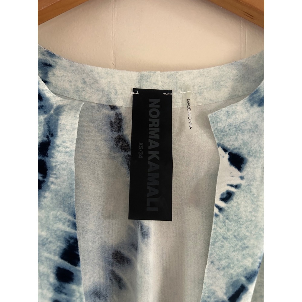 Norma Kamali Obie Tie-Dye Coverup Gown Blue White Shibori Maxi Dress XS - Picture 4 of 5